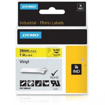 Dymo Schriftbandkassette 24mm (Vinyl) schwarz/gelb (1805431)