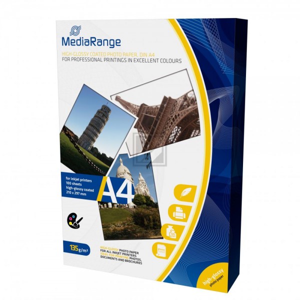 MediaRange Fotopapier glänzend 100 Blatt DIN A4 135 g/m² (MRINK107)