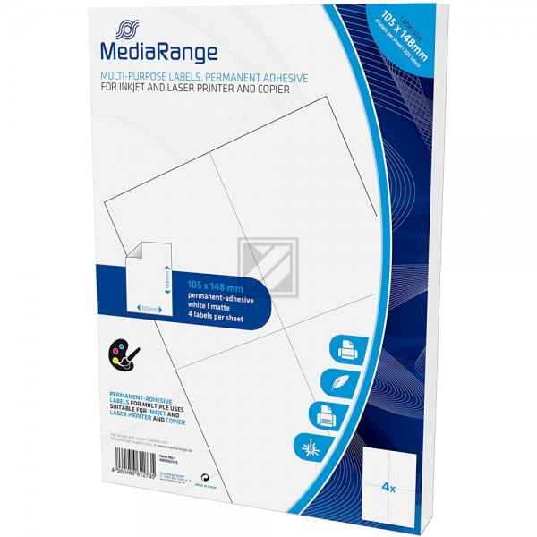 MEDIARANGE ETIKETTEN 105x148mm WEISS MRINK143 200Stk universal stark haftend