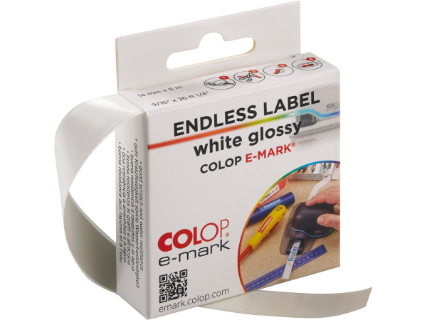 COLOP E-MARK ENDLOSETIKETTEN 155361 8m 14mm weiss glaenzend