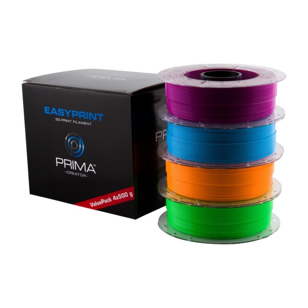 EasyPrint PLA Value Pack Neon- 1.75mm - 4x 500 g (Total 2 kg) - Neon Blau, Neon Green, Neon Orange,