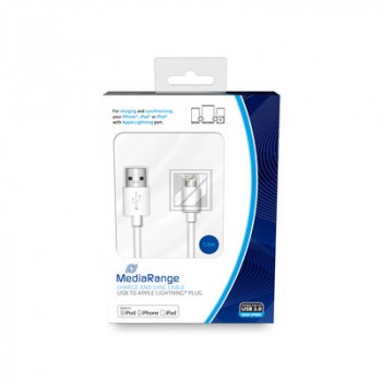 MEDIARANGE LADE- UND DATENKABEL 1m MRCS178 USB 2.0 Apple Lightning weiss