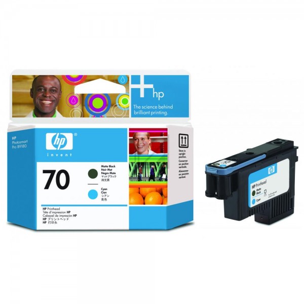 HP Tintendruckkopf schwarz matt/cyan (C9404A, 70)